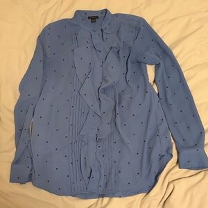 Ann Taylor Periwinkle Blouse with Ruffle Accents